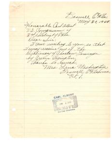 Correspondence with Carl Albert Regarding Choctaw Dictionary, 1948, 1948-05-30