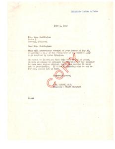 Response to Request for Out-of-Print Choctaw Language Dictionary, 1948-06-04