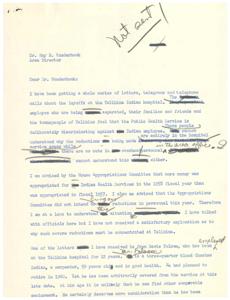 Concerns Regarding Layoffs at Talihina Indian Hospital, 1957-01-01 - 1957-12-31