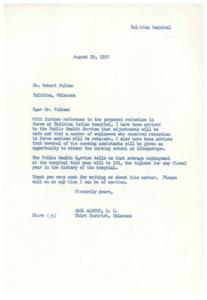 Concerns Regarding Layoffs at Talihina Indian Hospital, 1957-08-23