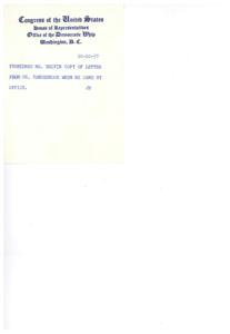 Concern for the Nightwatchman Position at the Talihina Medical Center: Correspondence between Congressman Carl Albert and Principal Chief Harry J. W. Belvin, 1957-09-25