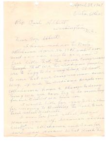 Concerns and Requests from Oleta Okla. Residents to Rip Carl Albert in Washington D.C., 1947-01-01 - 1947-12-31