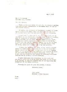 Defending Oklahoma&#39;s Indians: A Response from Carl Albert, 1947-05-02