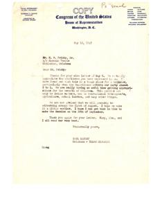 Struggles in Washington: A Letter from Carl Albert, 1947-05-12