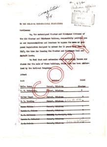 Petition by Choctaw and Chickasaw Citizens Against Extension of Leasing Time for Choctaw and Chickasaw Coal and Asphalt Lands, 1948-01-01 - 1948-12-31