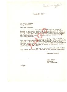 Letter Regarding Opposition to Legislation on Choctaw and Chickasaw Lands, 1947-03-14