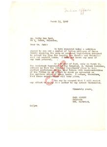 Opposition to Extension of Leasing Time for Choctaw and Chickasaw Lands, 1947-03-15