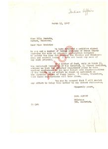 Concerns Regarding Leasing of Choctaw and Chickasaw Lands, 1947-03-15