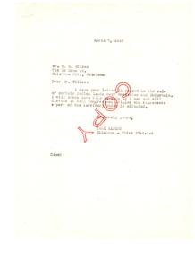 Correspondence Regarding the Sale of Indian Lands in Oklahoma, 1947-04-07