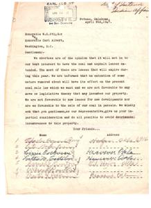 Concerns of the Choctaw Nation Regarding Coal and Asphalt Leases, 1947-01-01 - 1947-12-31