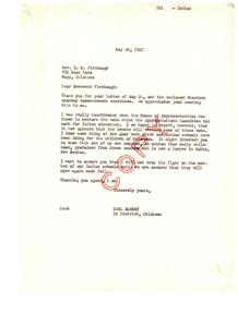Supporting Indian Education: A Letter from Carl Albert, 1947-05-26
