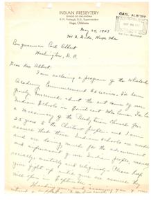 Concerns for Indian School Improvement: A Letter to Congressman Carl Albert, 1947-05-24