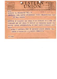 Urgent Appeal to Restore Indian Appropriation for Carter Seminary, 1947-01-01 - 1947-12-31