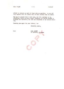Advocating for Indian Schools in Oklahoma: A Letter from Carl Albert, 1947-01-01 - 1947-12-31