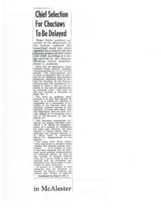 Choctaw Chief Selection Controversy, 1958-01-01 - 1958-12-31