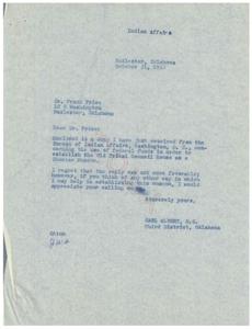 Federal Funds for Choctaw Museum: A Response from Indian Affairs, 1958-01-01 - 1958-12-31