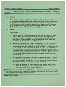 Indian Health Program Eligibility and Services Manual - Oklahoma City Area Office, 1964-01 - 1964-12-31
