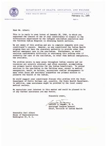 Concerns Regarding Health Care Availability at Talihina Indian Hospital, 1964-01-28