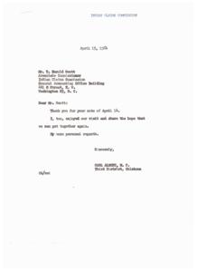 Correspondence Between Indian Claims Commission and Honorable Carl Albert; M.C., 1964-04-14