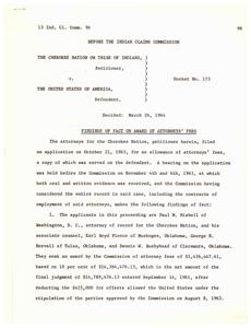 Attorneys&#39; Fees Awarded in Cherokee Nation v. United States, 1964-01 - 1964-12-31