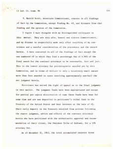 Dissenting Opinion on Attorney Fees in Indian Claims Commission Case, 1963-02-18