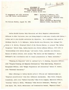 Improving Health Services for Native Americans: Conference Highlights and Initiatives, 1964-08-10