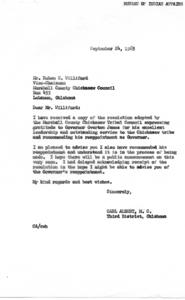 Resolution of Gratitude for Reappointment of Governor Overton James, 1965-09-24