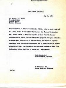 House of Representatives Passes Choctaw Termination Act Extension Bill, 1965-01-10 - 1965-12-31