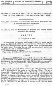 Legislation Pending: H. R. 5860 for the Choctaw Tribe, 1965-06-23