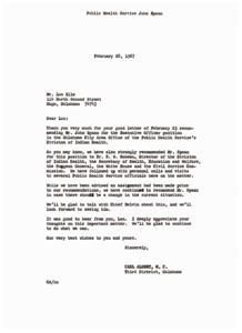 Recommendation for John Spaan for Executive Officer Position in Oklahoma City Area Office of Public Health Service Division of Indian Health, 1967-02-24