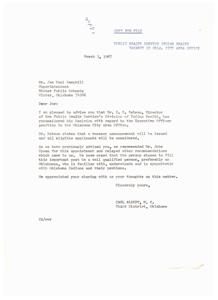 Reconsideration of Appointment for Executive Officer of Oklahoma City Area Office, 1967-03-02