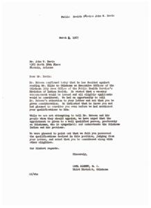 Reconsideration of Executive Officer Position in Oklahoma City Area Office, 1967-03-03