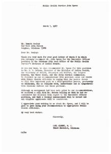 Recommendation for John Spaan as Executive Officer in Public Health Service&#39;s Division of Indian Health, 1967-02-28