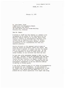 Recommendation for John Spaan for Executive Officer Position in U.S. Public Health Service Division of Indian Health, 1967-01-09