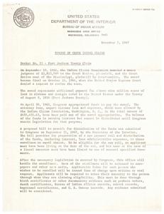 ["The document provides an update on the status of Creek tribal claims, specifically regarding two separate awards made by the Indian Claims Commission. The first award, related to land in Alabama and Georgia, has been paid out with attorney fees deducted, and a proposed bill for distribution of the remaining funds has been submitted to . The second award, for land in Oklahoma, has also been awarded and funds are awaiting distribution pending National legislation. Applicants for enrollment must provide documentation of their ancestry to be eligible for the funds."]