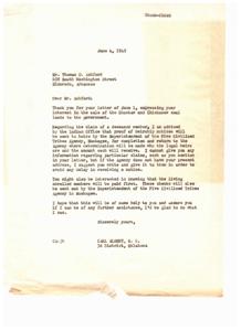Inquiry Regarding Choctaw and Chickasaw Coal Lands, 1949-06-04