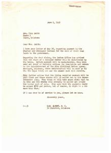 Payment Process for Choctaw and Chickasaw Indian Coal Lands, 1949-06-02