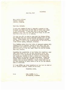 Settlement of Choctaw and Chickasaw Coal Lands: Update from Carl Albert, M.C., 1949-06-10