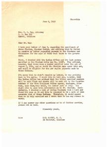 Enrollment and Payment Issues for Choctaw Indian Abram Charles, 1949-01-01 - 1949-12-31