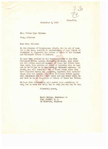 Correspondence Regarding Heirship Claims of Choctaw and Chickasaw Tribes, 1949-09-08