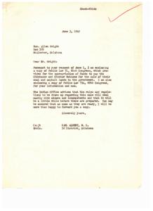 Correspondence Regarding the Sale of Chickasaw and Choctaw Nations&#39; Coal and Asphalt Lands to the U.S. Government, 1949-06-01