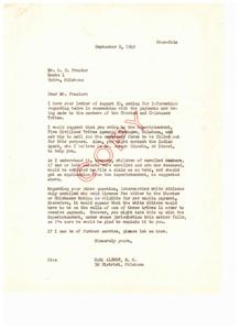 Seeking Information on Choctaw and Chickasaw Tribe Heirship and Payments: A 1949 Correspondence, 1949-09-02
