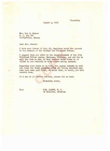 Correspondence Regarding Choctaw and Chickasaw Tribal Payments in 1949, 1949-08-04