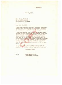 Correspondence Regarding Payments to the Choctaws and Chickasaws for Coal and Asphalt Lands Sales, 1949-07-26