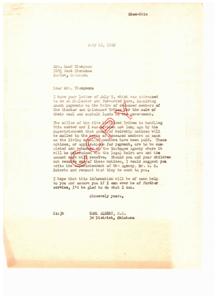 Correspondence Regarding Heirship Payments of the Choctaw and Chickasaw Tribes, 1949-07-09