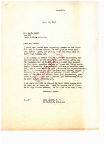 Correspondence Regarding the Payment to Choctaw and Chickasaw Tribes for Land Sales, 1949-07-11