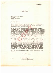 Government Payments for the Sale of Choctaw and Chickasaw Lands: A 1949 Correspondence, 1949-07-07