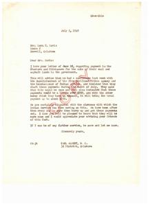 Correspondence on Government Payment to Choctaws and Chickasaws for Land Sale, 1949-07-05
