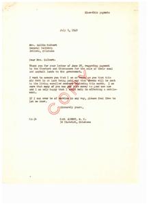 Payment Confirmation for Choctaws and Chickasaws: Sale of Coal and Asphalt Lands, 1949-07-05