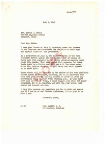 Correspondence Regarding Payment to Choctaws and Chickasaws for Land Sale, 1949, 1949-07-05